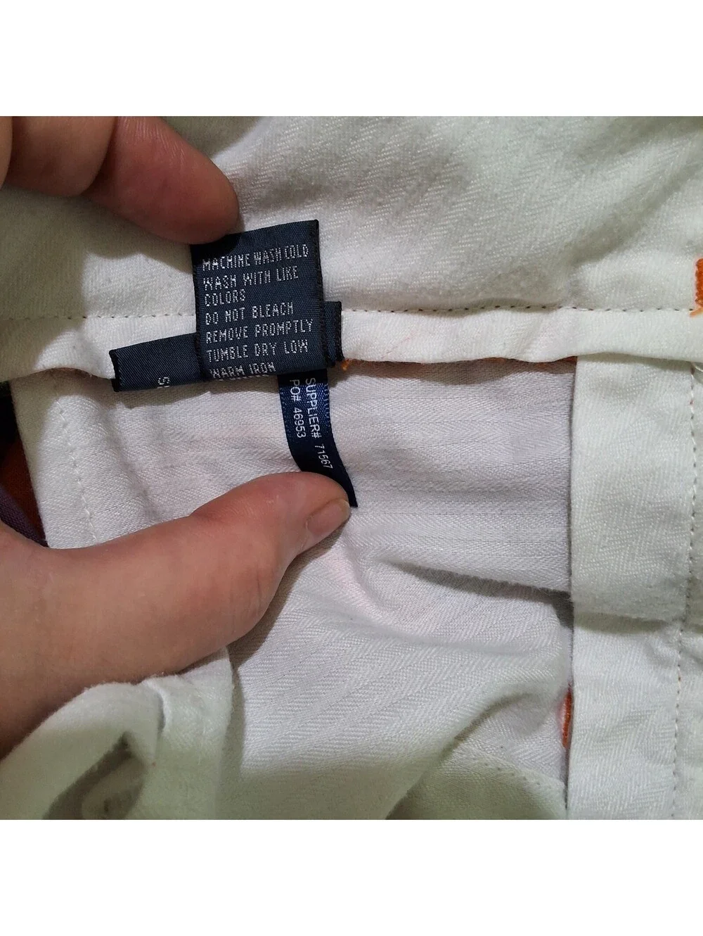 Authentic Indian Madras Orange Plaid Cotton Shorts by Ralph Lauren, Size 35